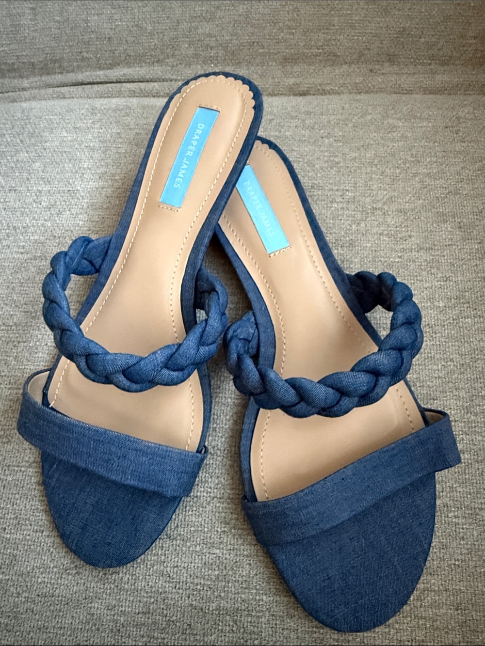 Draper James Navy Braided Strap Slide Mules